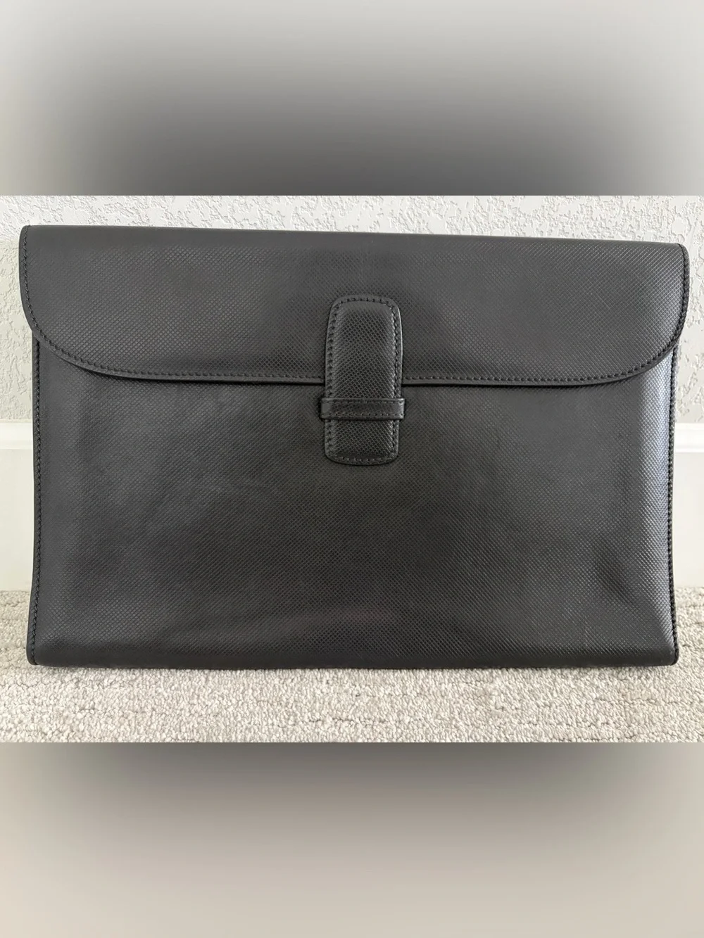 Bottega Veneta Black Leather Flap Document Case